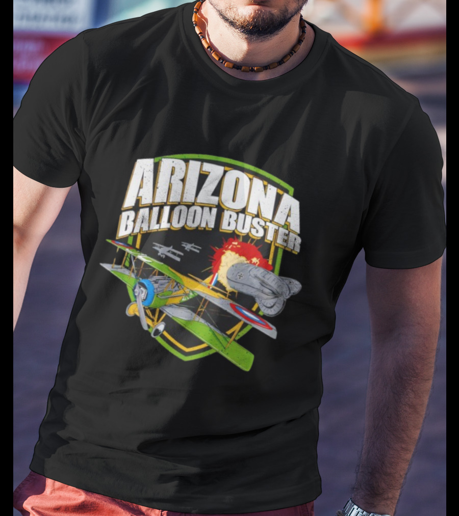 Arizona Balloon Buster Vintage Biplane Battle Explosion Scene T-Shirt
