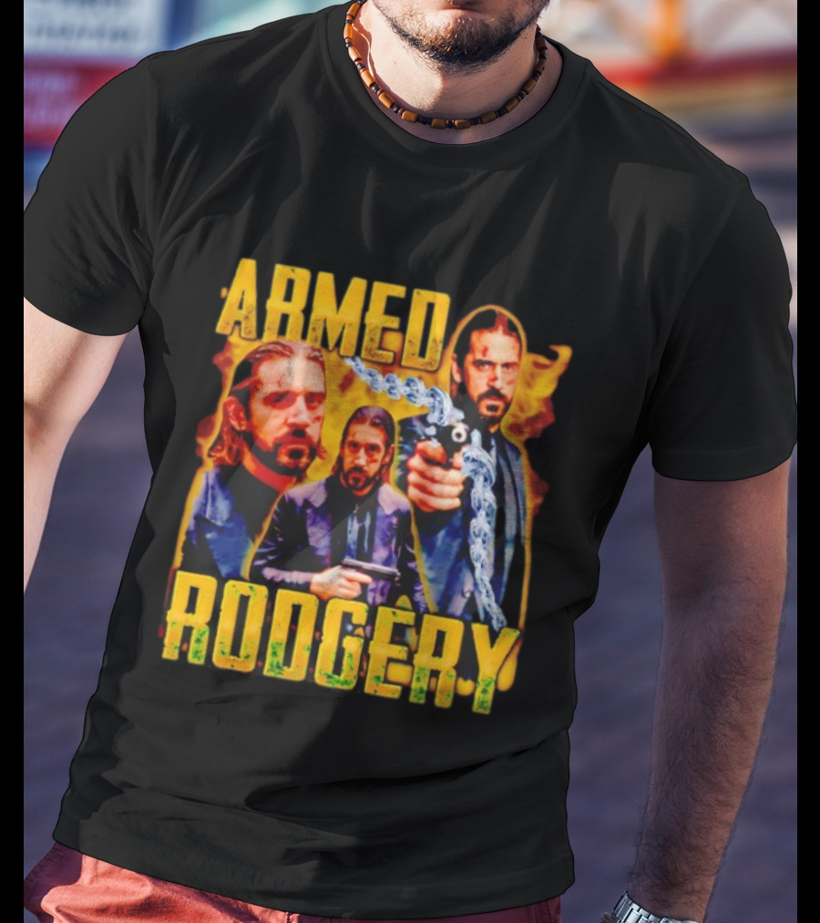 Armed Rodgery Action Movie Inspired Design With Chain And Gun T-Shirt