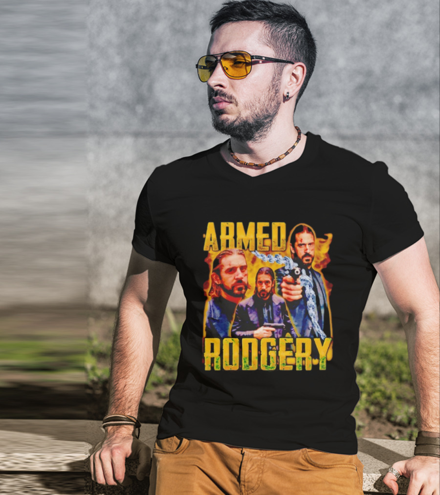 Armed Rodgery Action Movie Inspired Design With Chain And Gun T-Shirt