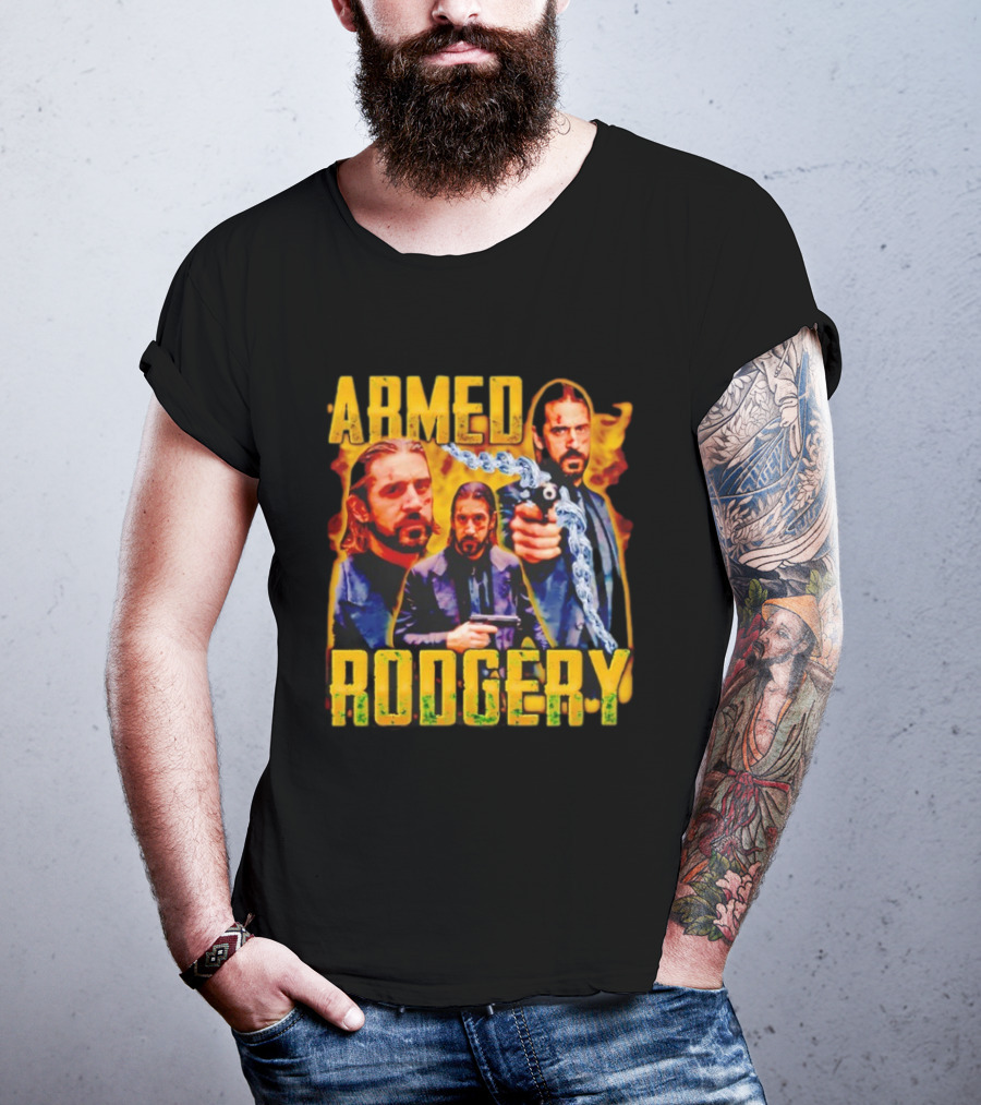 Armed Rodgery Action Movie Inspired Design With Chain And Gun T-Shirt