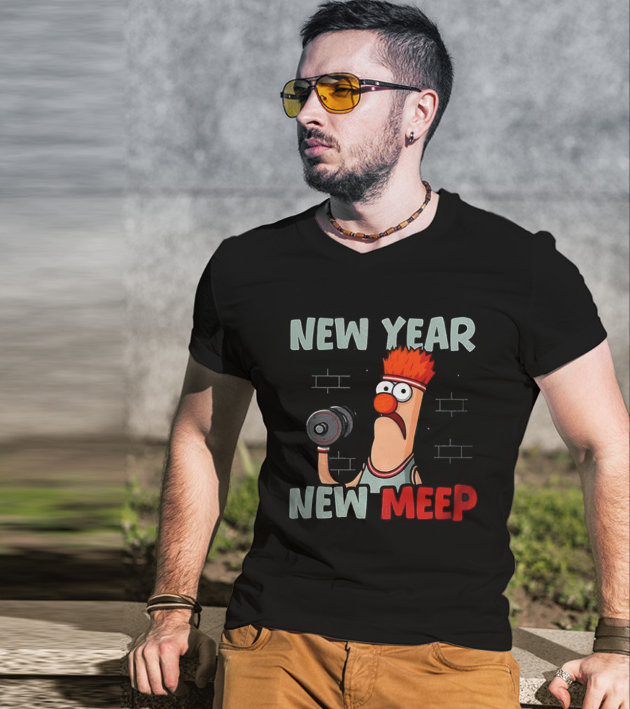 New Year New Meep Beaker The Muppets Lift Weights Fitness T-Shirt
