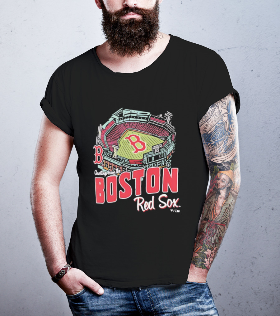 Boston Red Sox Fenway Park Stadium Graphic B Fan Merch Navy T-Shirt