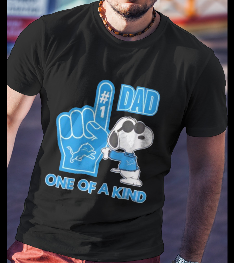 Detroit Lions Snoopy #1 Dad One Of A Kind T-Shirt