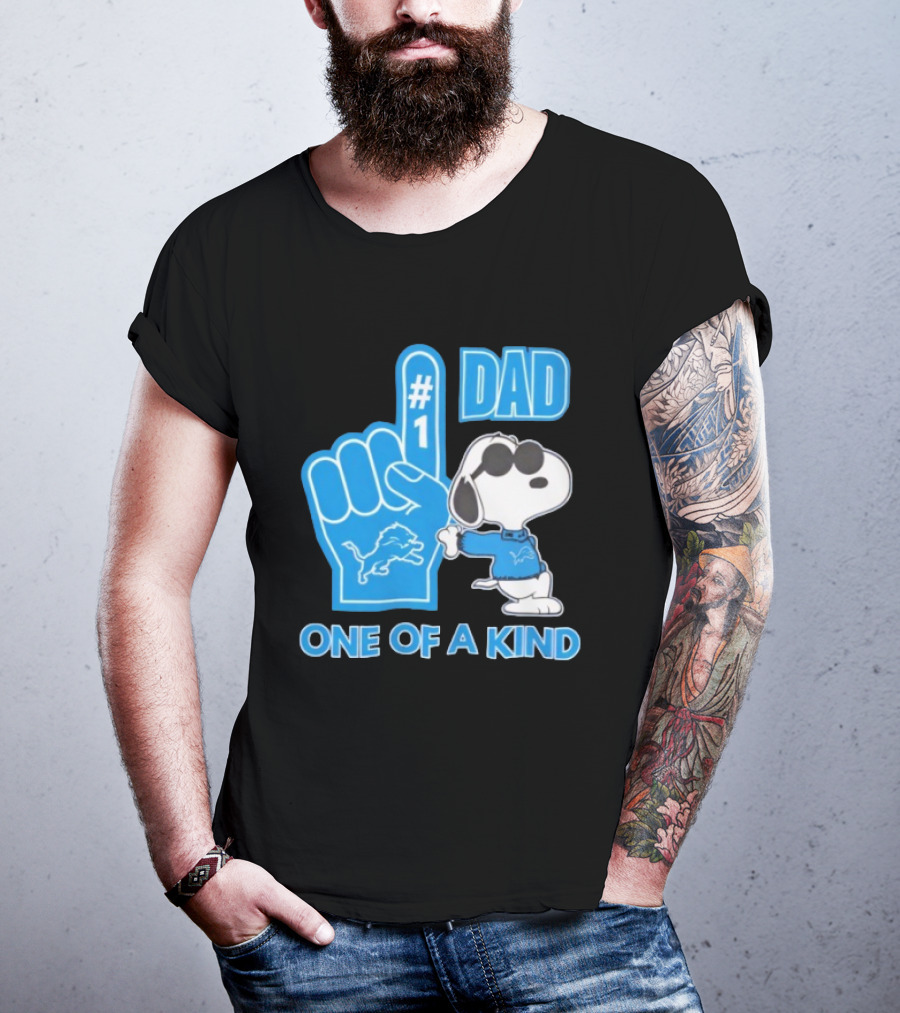 Detroit Lions Snoopy #1 Dad One Of A Kind T-Shirt