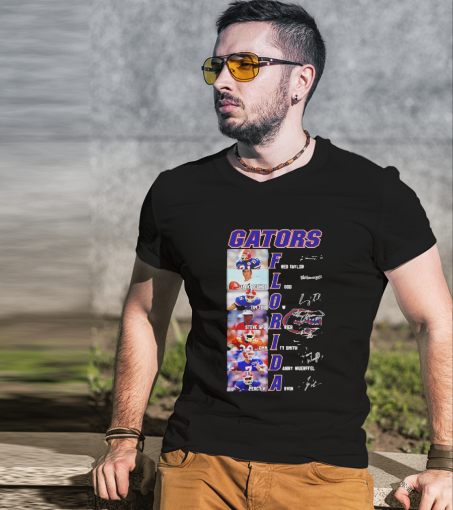 Gators Florida Football Legends Fred Taylor Jack Youngblood Tim Tebow Steve Spurrier Emmitt Smith Danny Wuerffel Percy Harvin Signature Collection T-Shirt