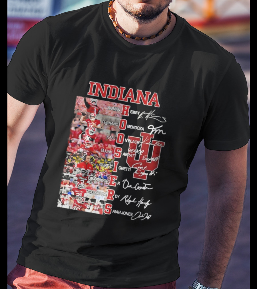 Indiana Hoosiers Football Players Signature IU Team Spirit T-Shirt