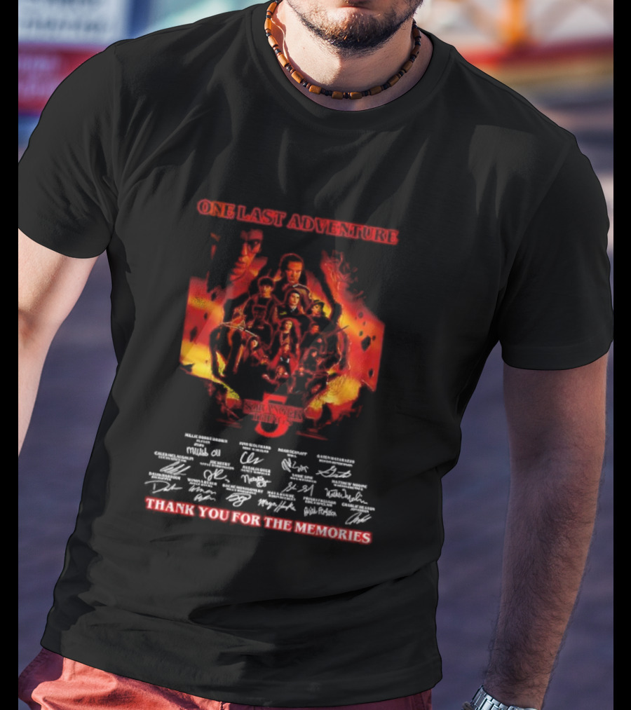 One Last Adventure Stranger Things 5 Thank You For The Memories Cast Signatures T-Shirt