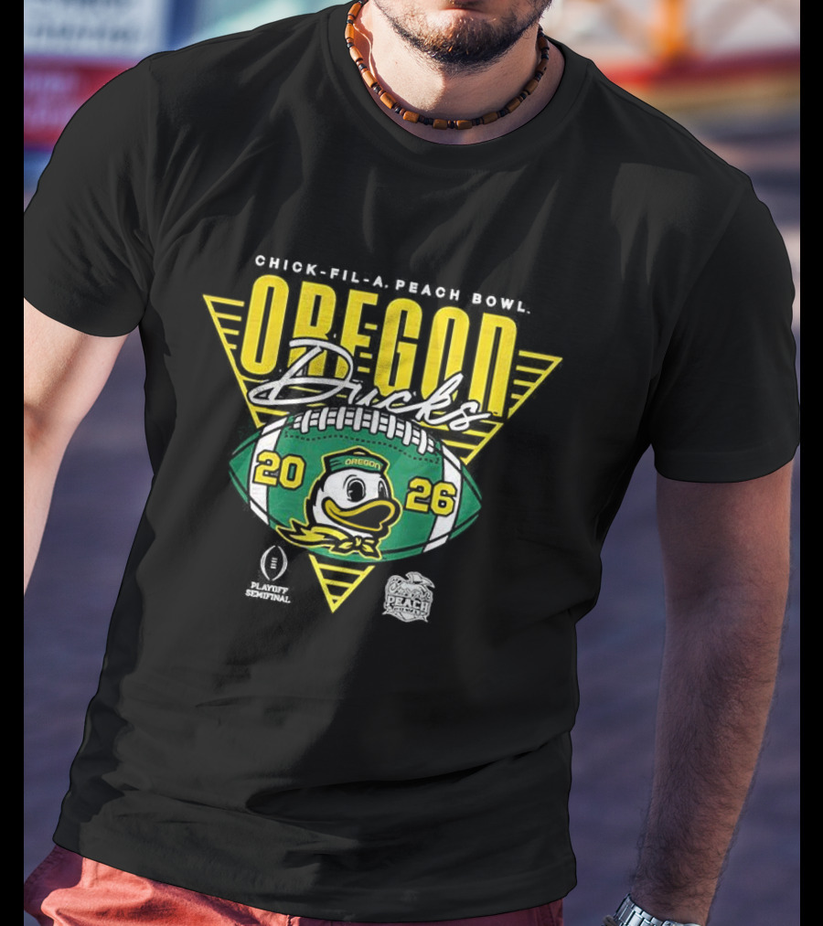 Oregon Ducks CFP Chick Fil A Peach Bowl 2026 Football Triangle T-Shirt