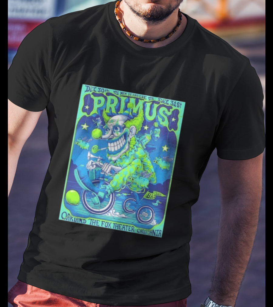 Dec 30 31 2025 Primus New Years Eve Oakland The Fox Theater Clown T-Shirt