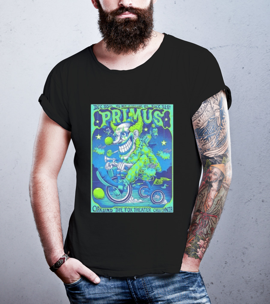 Dec 30 31 2025 Primus New Years Eve Oakland The Fox Theater Clown T-Shirt