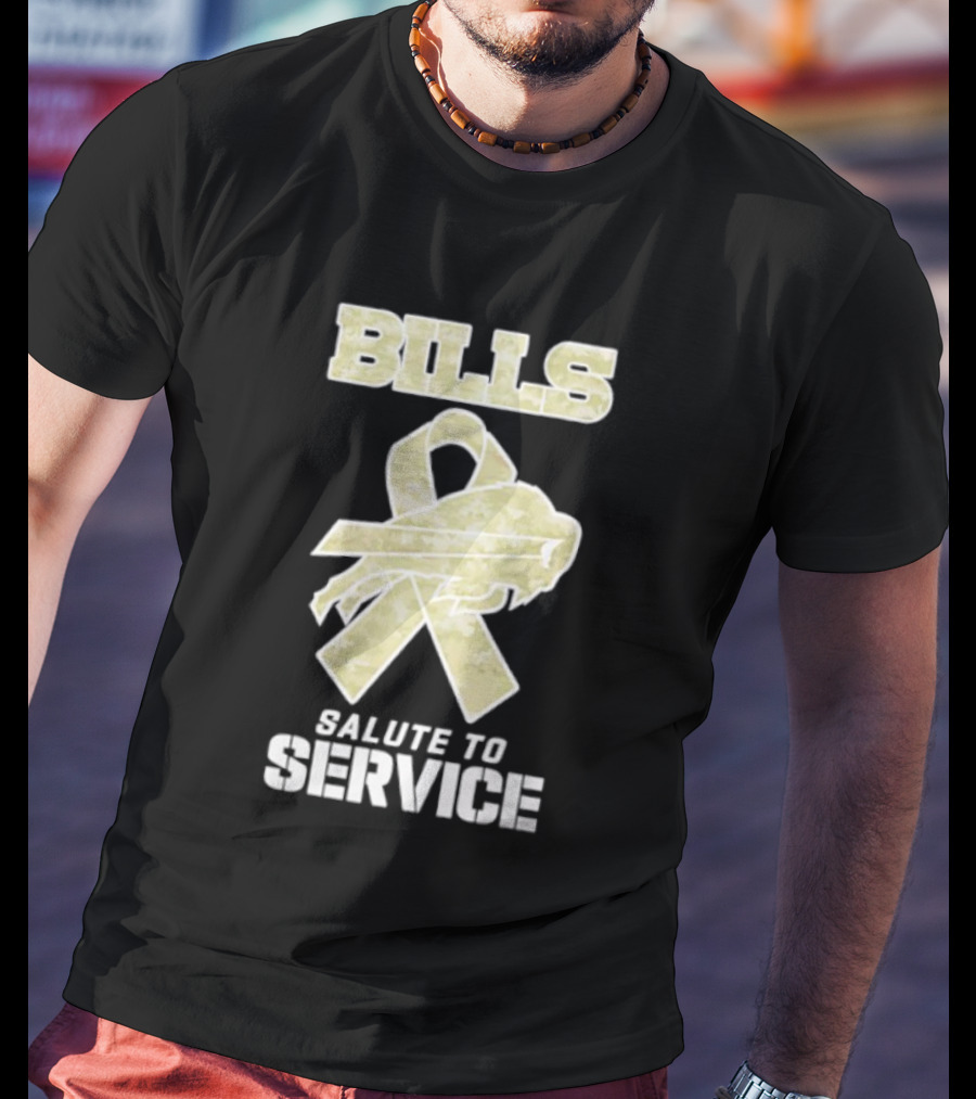 Buffalo Bills Camouflage Ribbon Military Salute To Service T-Shirt