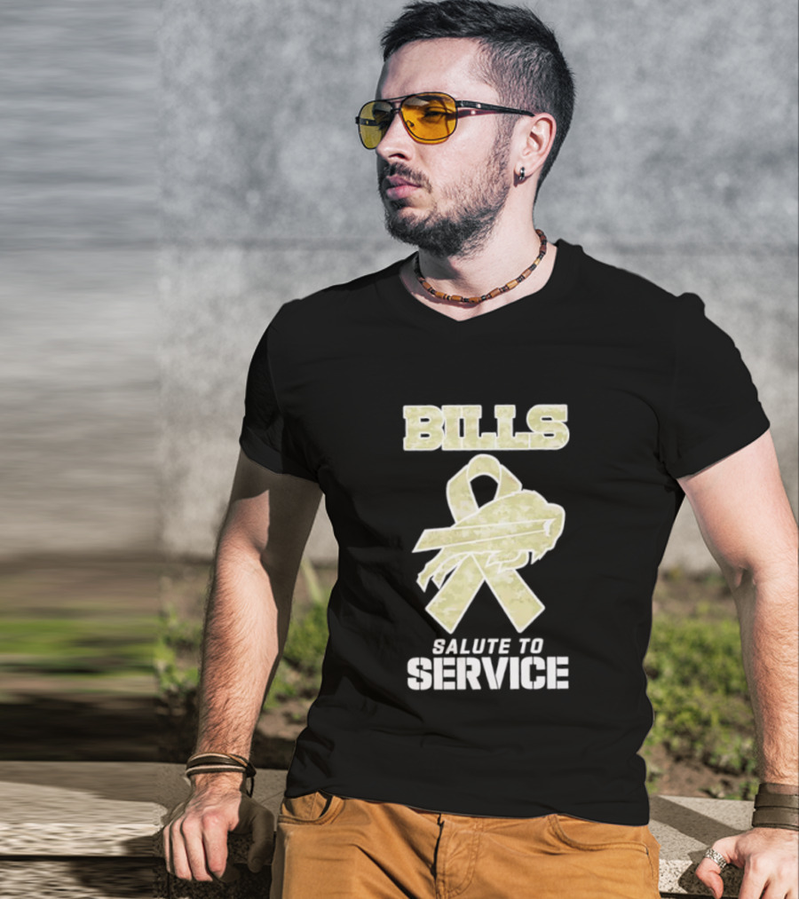 Buffalo Bills Camouflage Ribbon Military Salute To Service T-Shirt