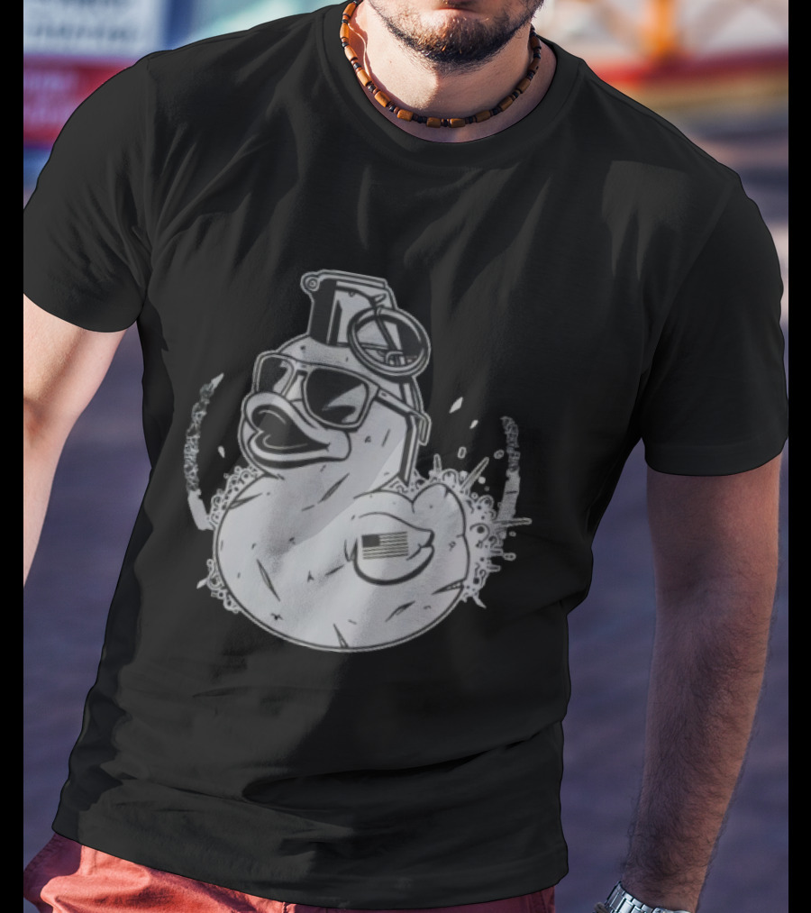 QuackBang Blackout Duck Grenade Monochrome Sunglasses T-Shirt