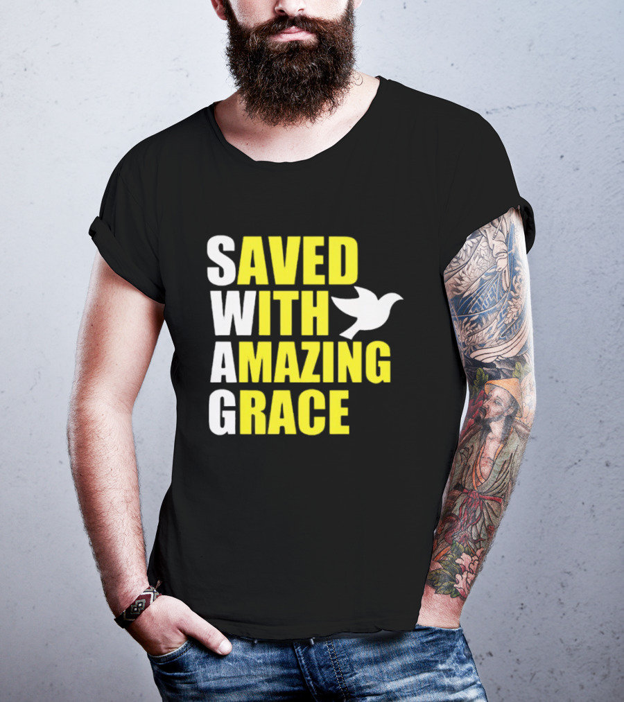 Saved With Amazing Grace Dove Symbol Spiritual T-Shirt