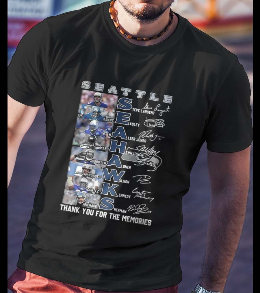 Seattle Seahawks Thank You For The Memories Player Signatures NFL Honor T-Shirt