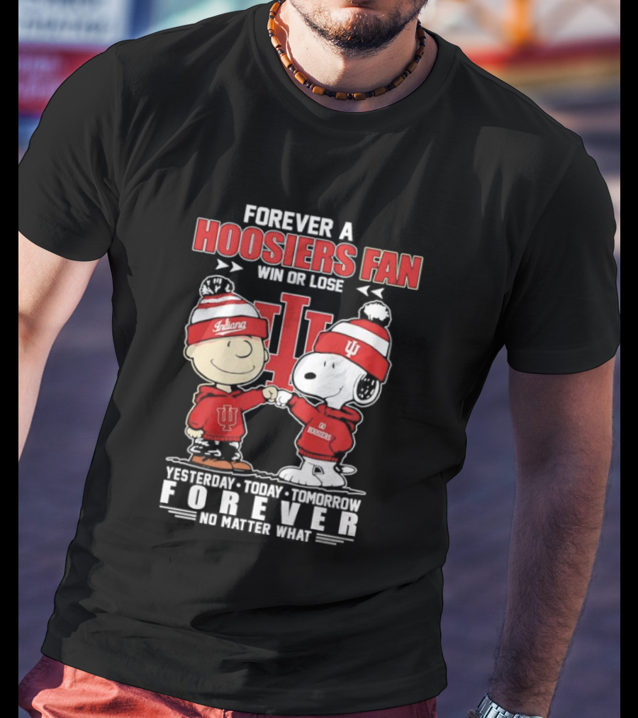 Snoopy Charlie Brown Indiana Hoosiers Fan Forever No Matter What T-Shirt