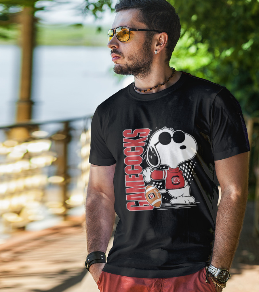 Snoopy Joe Cool University Of South Carolina Gamecocks Football T-Shirt