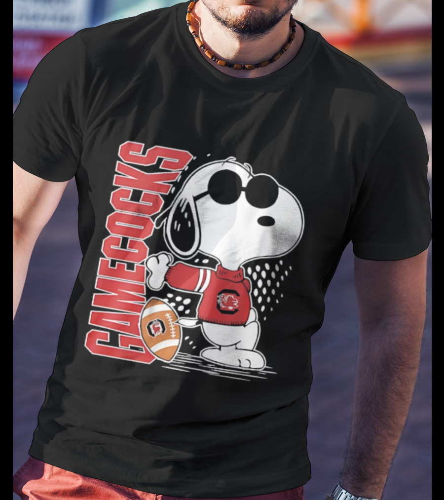 Snoopy Joe Cool University Of South Carolina Gamecocks Football T-Shirt