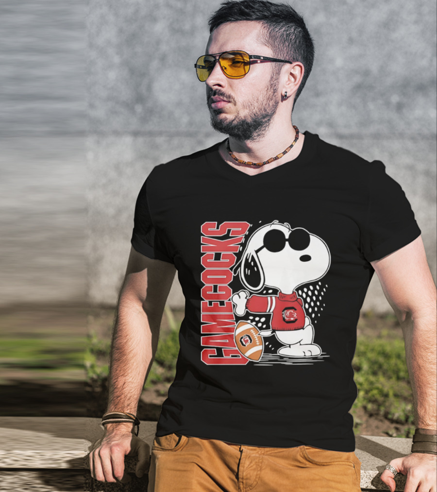 Snoopy Joe Cool University Of South Carolina Gamecocks Football T-Shirt