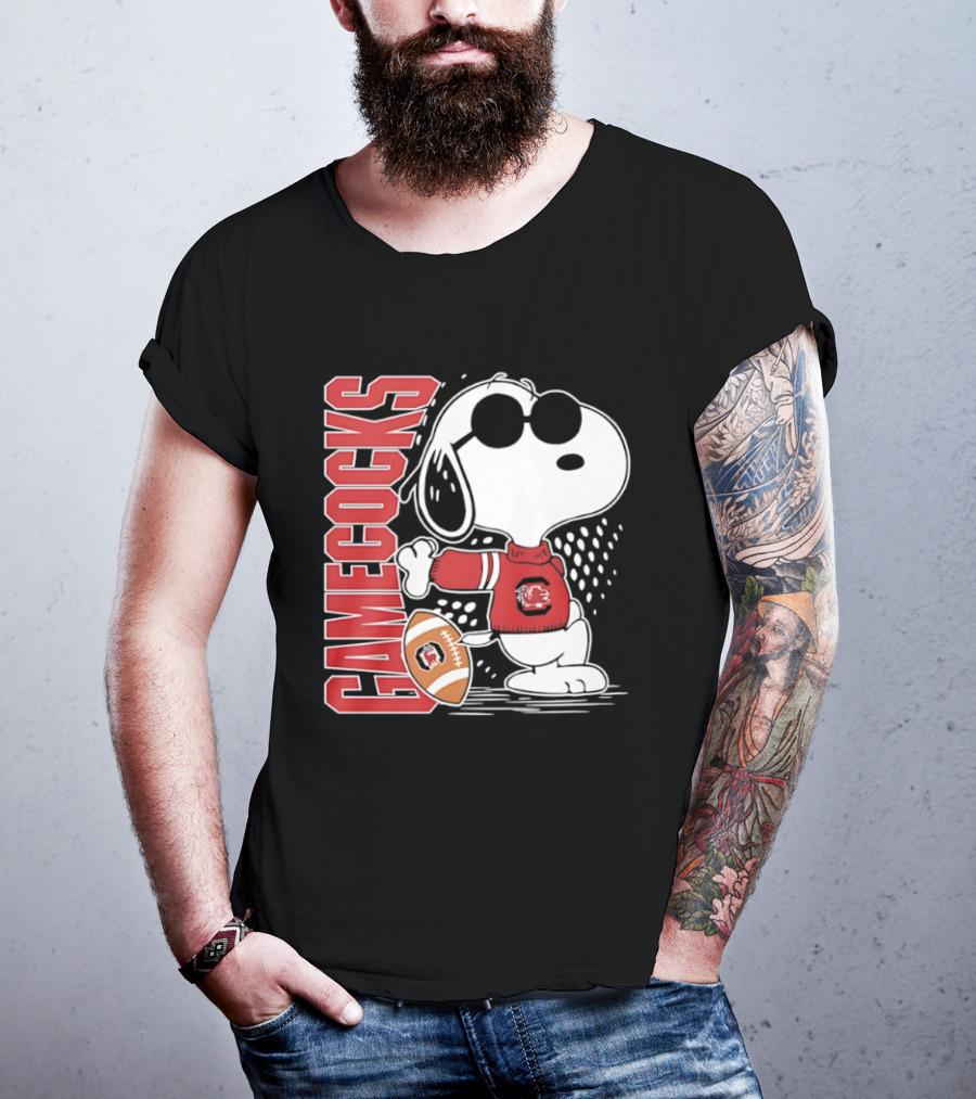 Snoopy Joe Cool University Of South Carolina Gamecocks Football T-Shirt