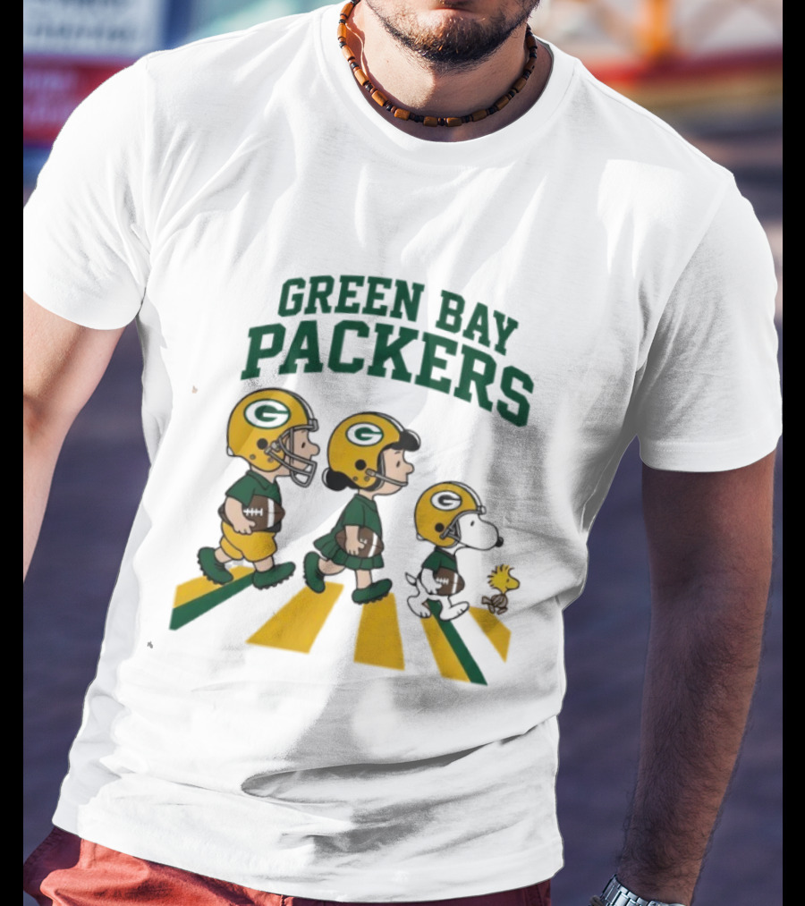 Green Bay Packers Peanuts Characters Abbey Road T-Shirt