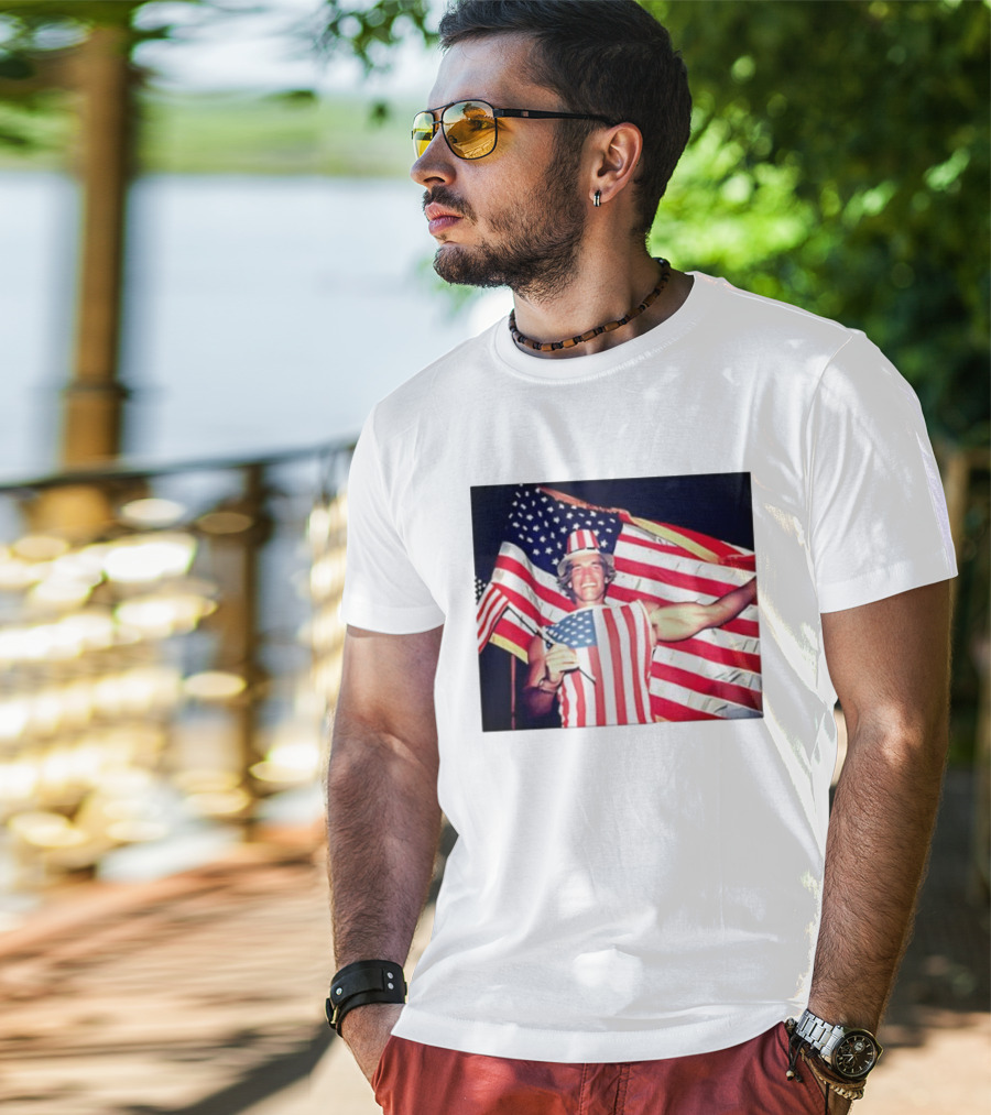 Arnold Schwarzenegger 1983 US Citizenship American Flag Celebration T-Shirt