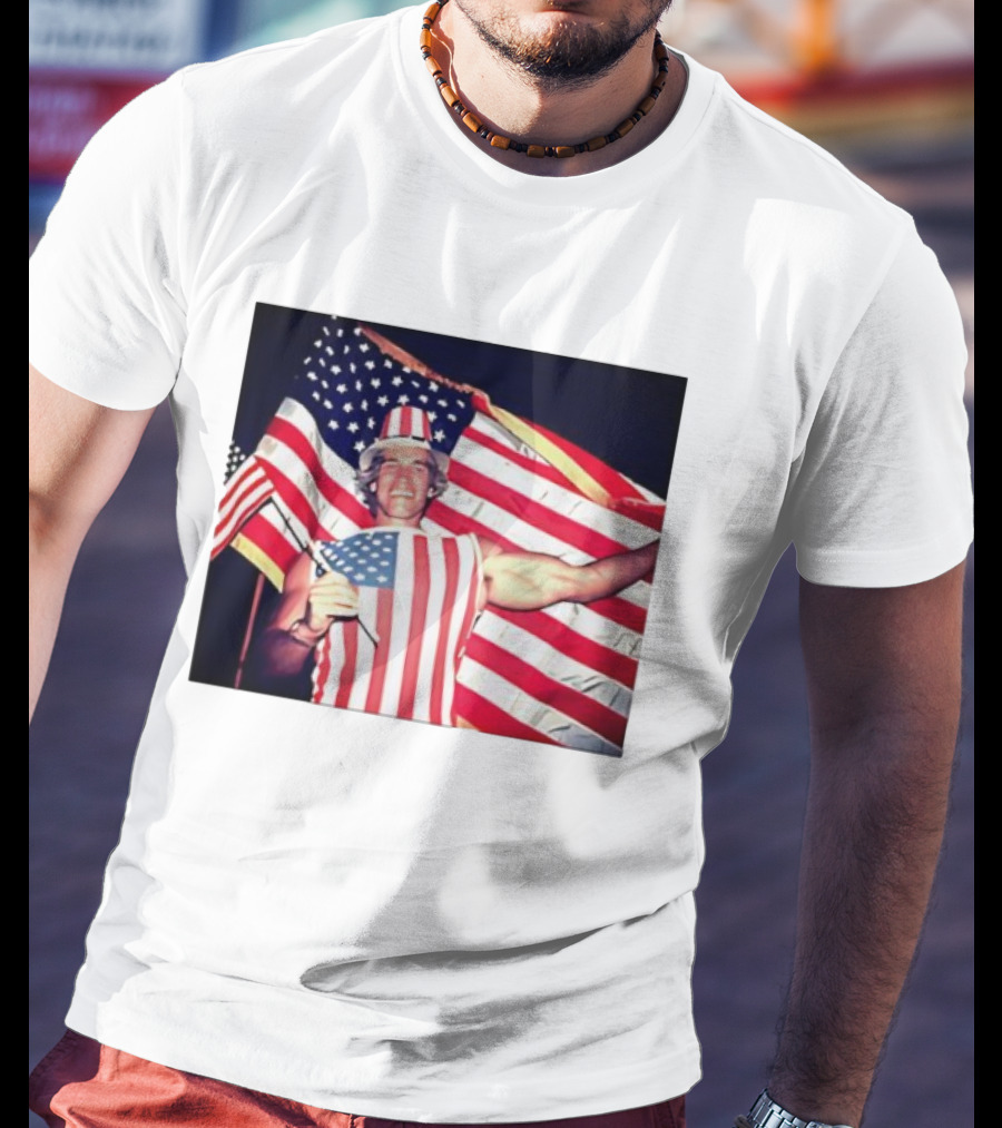 Arnold Schwarzenegger 1983 US Citizenship American Flag Celebration T-Shirt