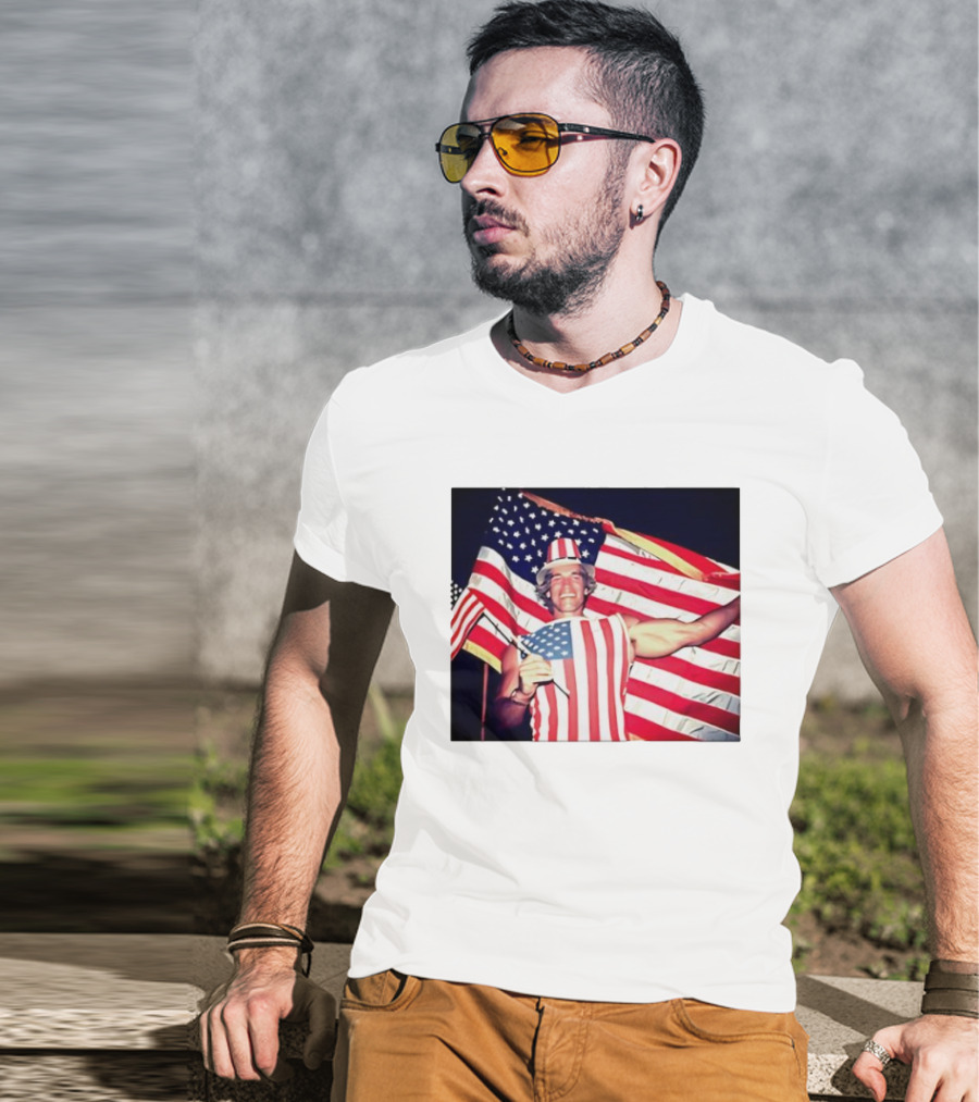 Arnold Schwarzenegger 1983 US Citizenship American Flag Celebration T-Shirt