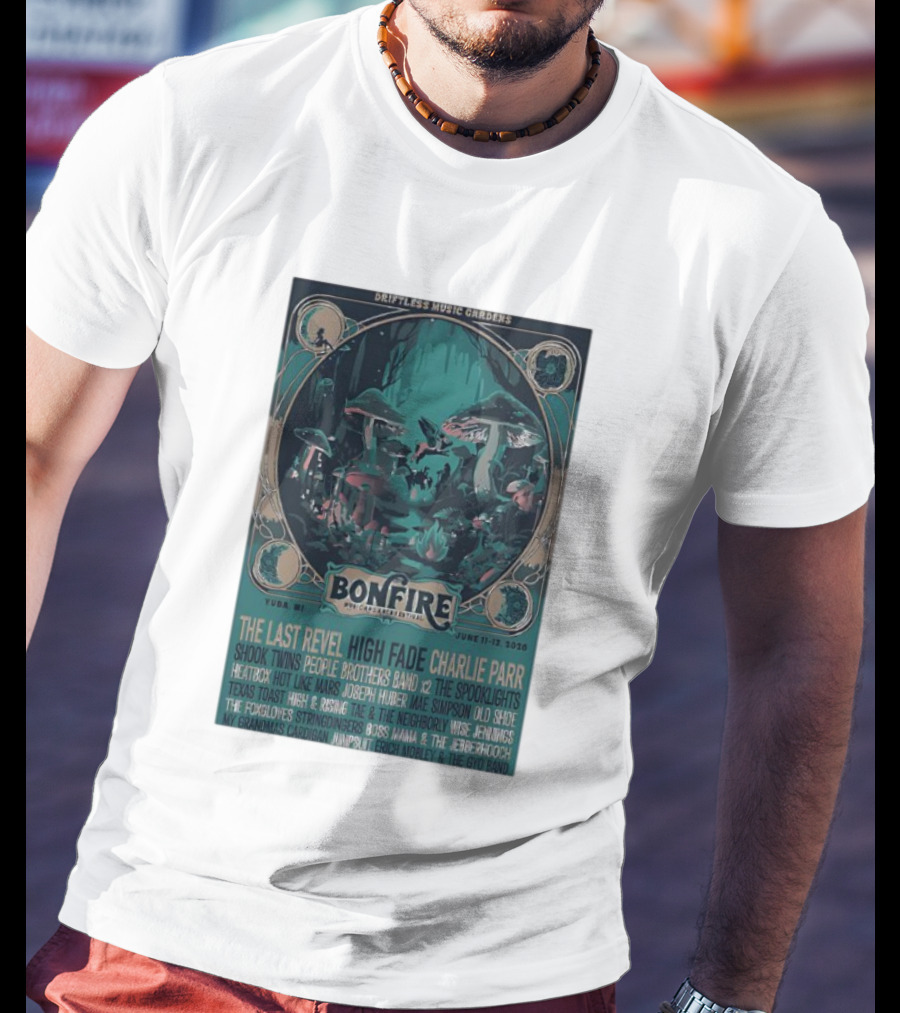 Driftless Music Gardens Bonfire Festival Yuba WI June 11 13 2026 The Last Revel Charlie Parr Shook Twins Lineup T-Shirt