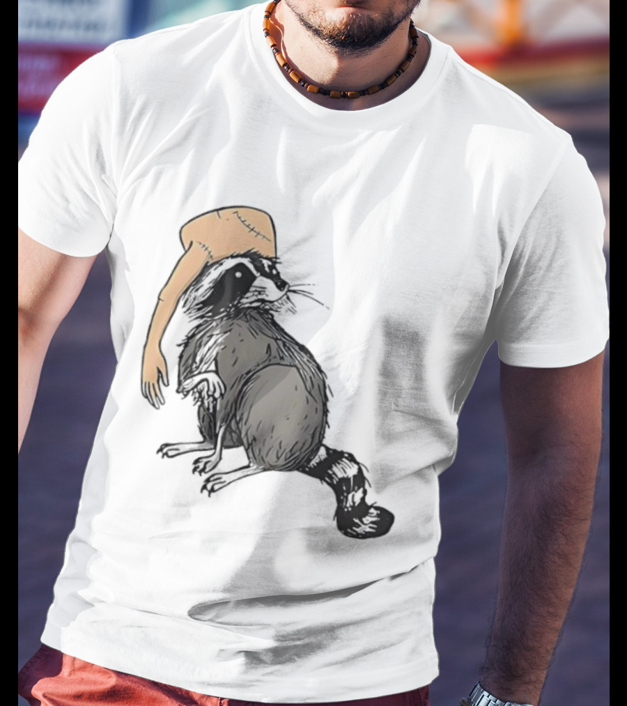 Raccoon With Human Arm Hat T-Shirt