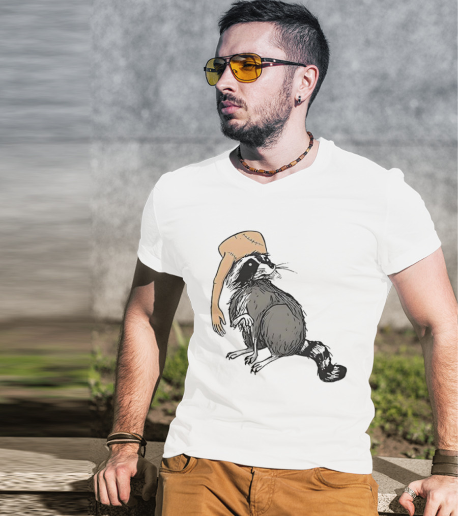 Raccoon With Human Arm Hat T-Shirt