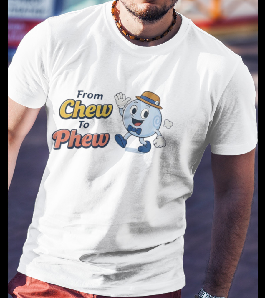 From Chew To Phew Cartoon Character Hat And Bowtie Fun T-Shirt