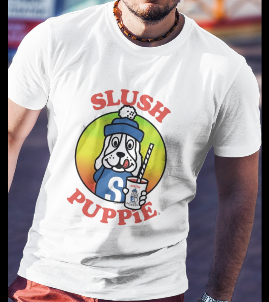 Slush Puppie Cartoon Dog With Cup And Straw Iconic T-Shirt