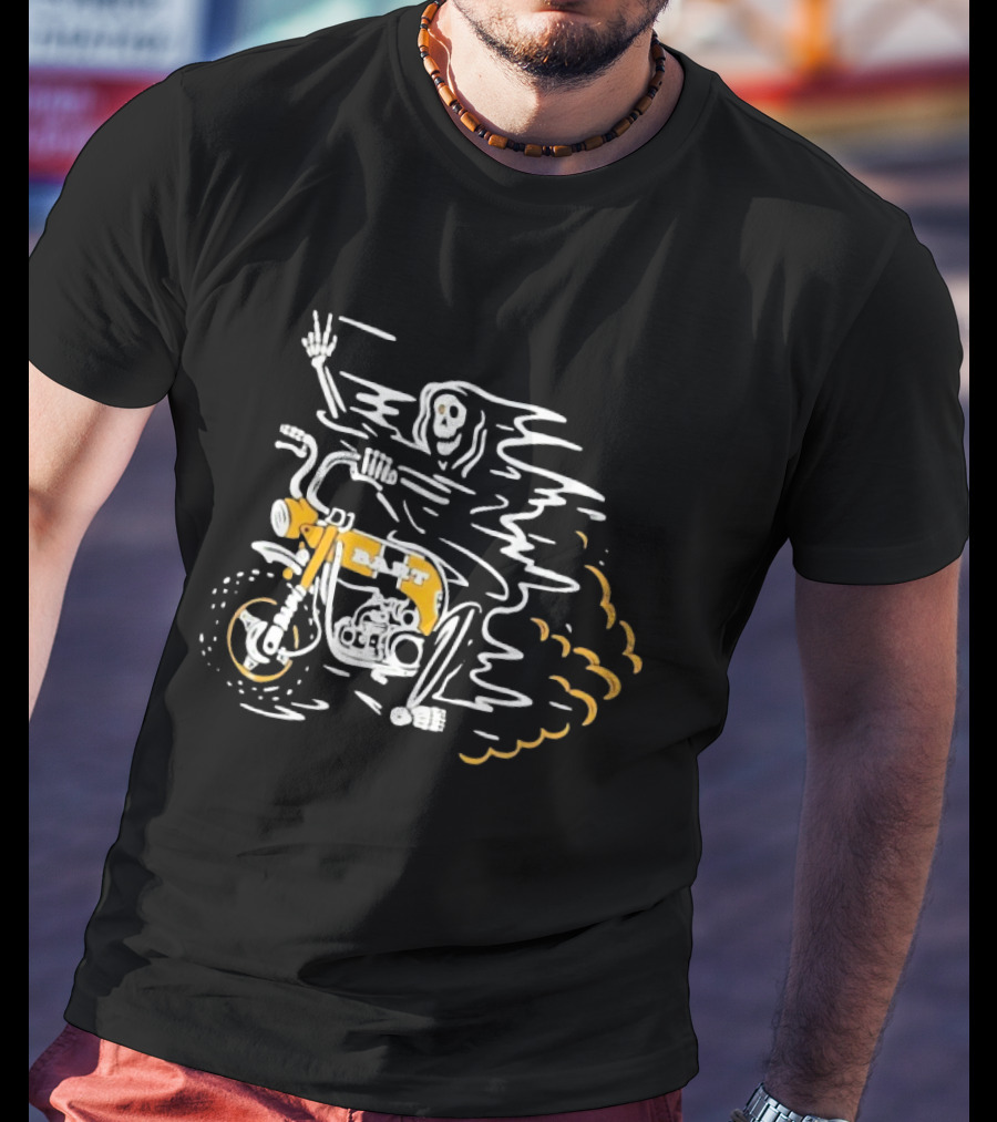 Bart Moto Co Grim Reaper CT70 Motorcycle Skeleton Riding T-Shirt