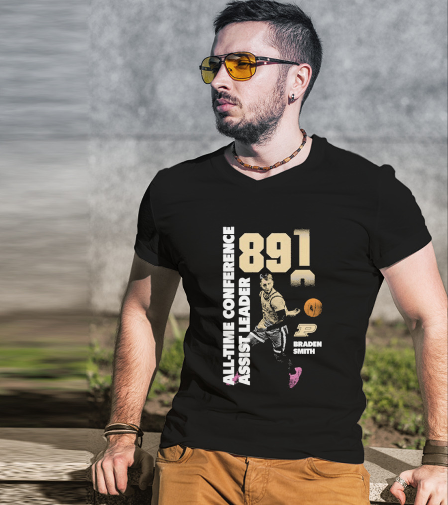 Braden Smith 891 All Time Conference Assist Leader Purdue Boilermakers T-Shirt