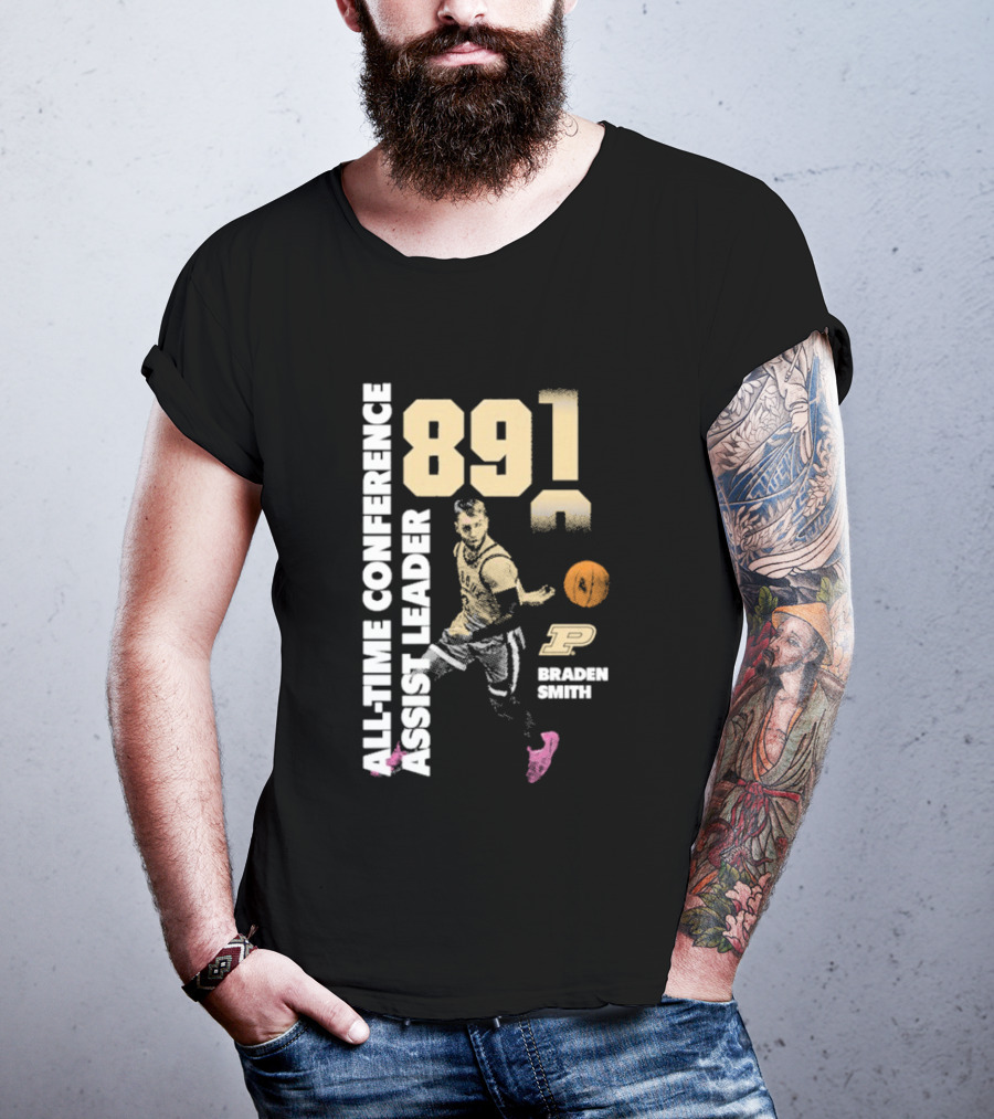 Braden Smith 891 All Time Conference Assist Leader Purdue Boilermakers T-Shirt