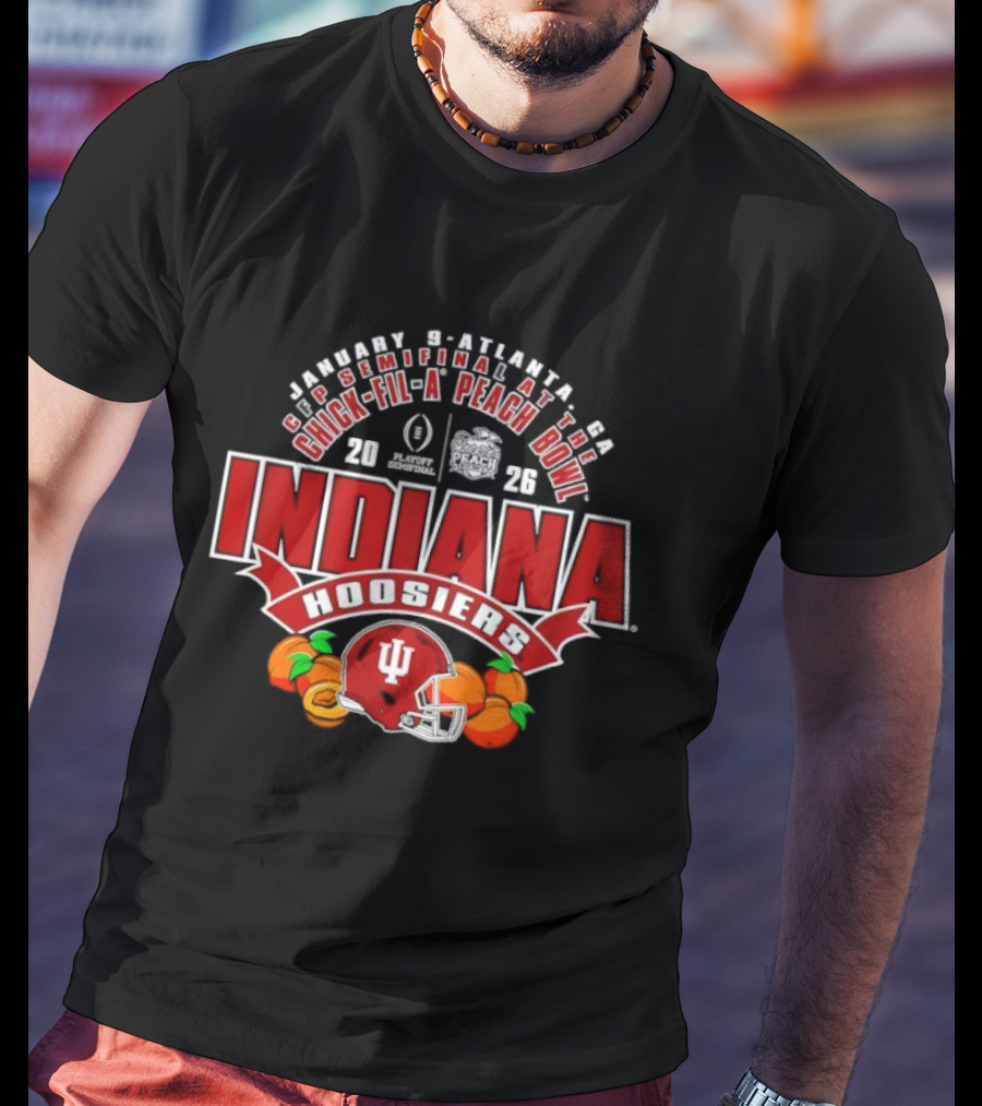 Indiana Hoosiers CFP Semifinal Chick Fil A Peach Bowl 2026 Helmet Orange Football T-Shirt