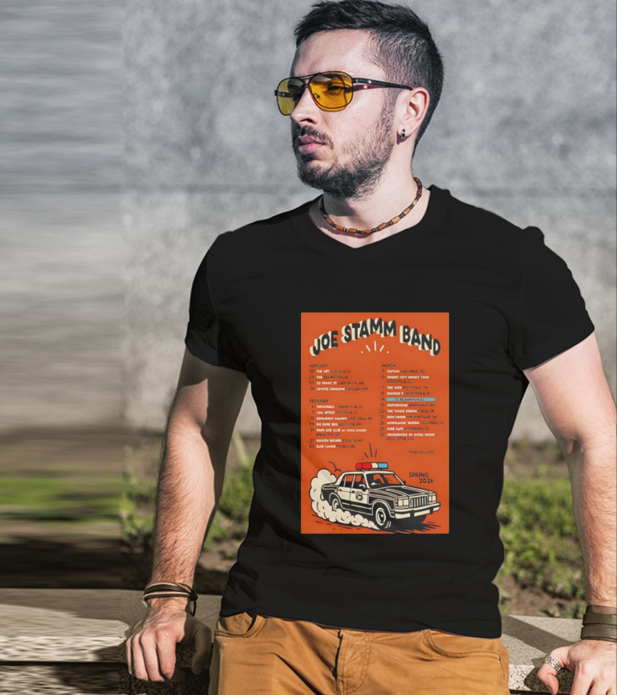 Joe Stamm Band Spring 2026 Tour Dates With Vintage Police Car T-Shirt
