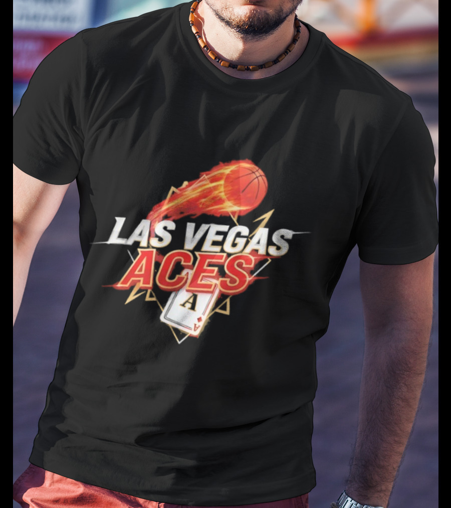 Las Vegas Aces Basketball Flaming Ball Ace Card WNBA T-Shirt