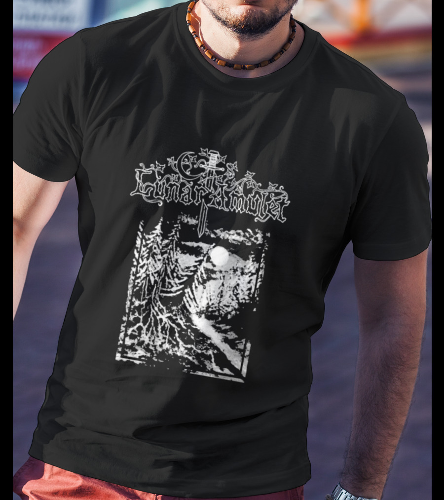 Lunar Amulet Enchanted Forest Sword Moonlit Night T-Shirt