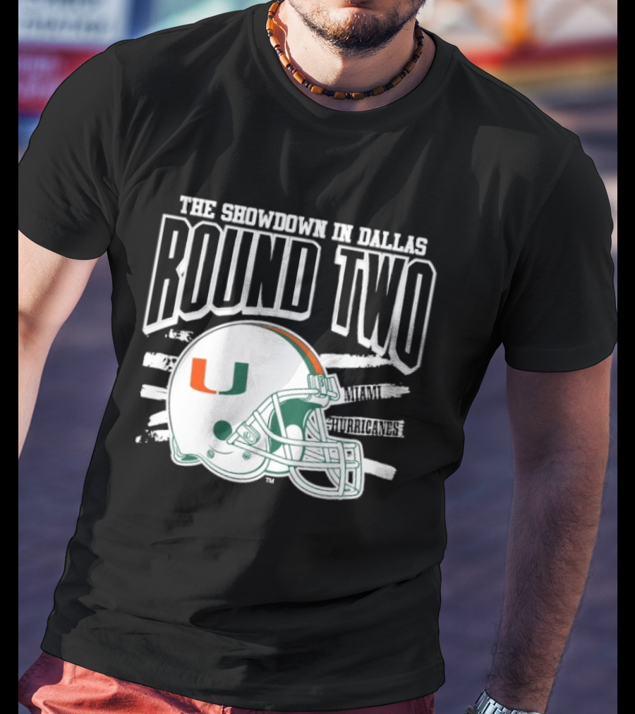Miami Hurricanes Helmet The Showdown In Dallas Round Two T-Shirt