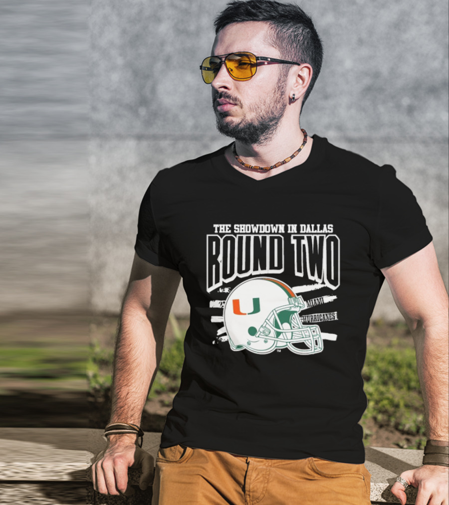 Miami Hurricanes Helmet The Showdown In Dallas Round Two T-Shirt