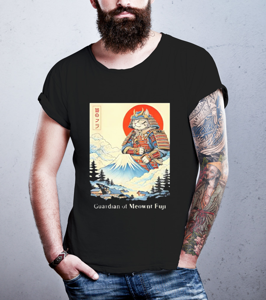 Guardian Of Meownt Fuji Samurai Cat Japanese T-Shirt