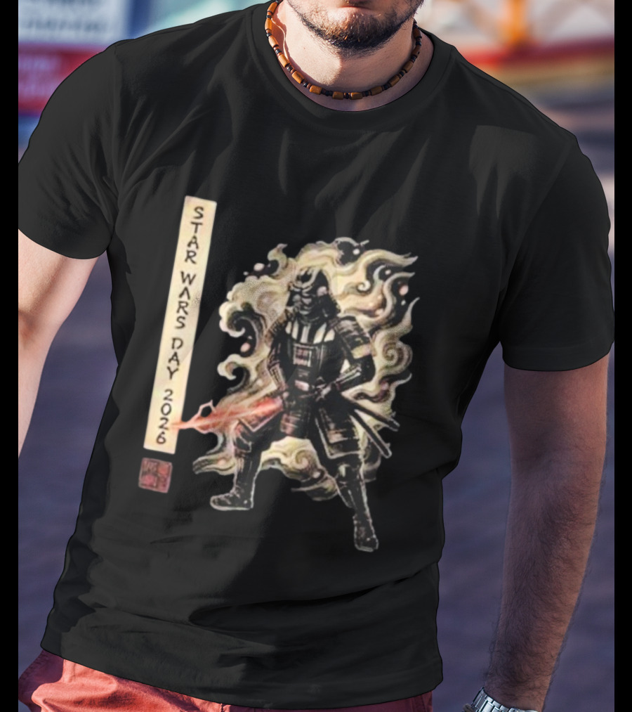Star Wars Day 2026 May 4 Darth Vader Samurai Japanese Ukiyo E T-Shirt