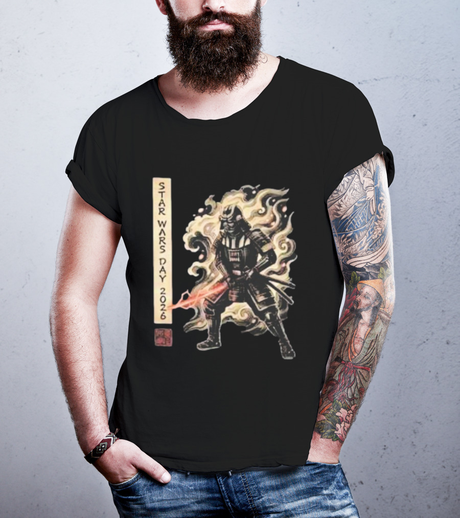 Star Wars Day 2026 May 4 Darth Vader Samurai Japanese Ukiyo E T-Shirt