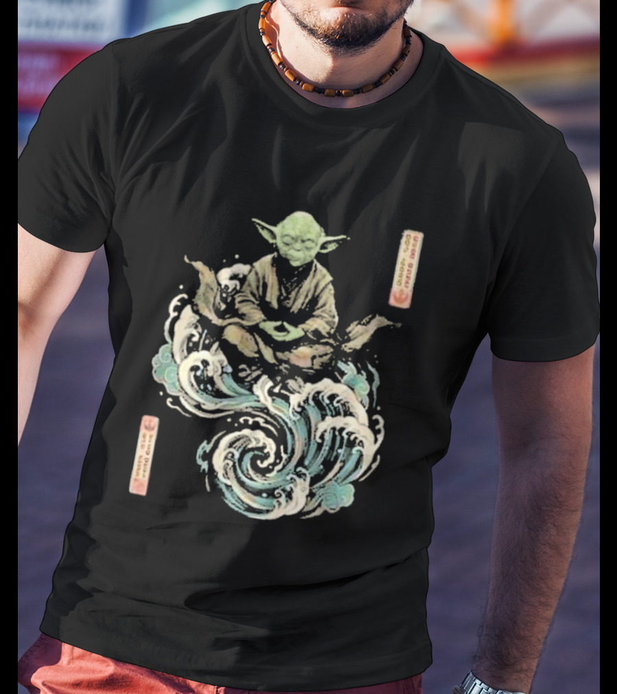 Star Wars Day 2026 May 4 Master Yoda Meditation Japanese Ukiyo E Ocean Wave T-Shirt