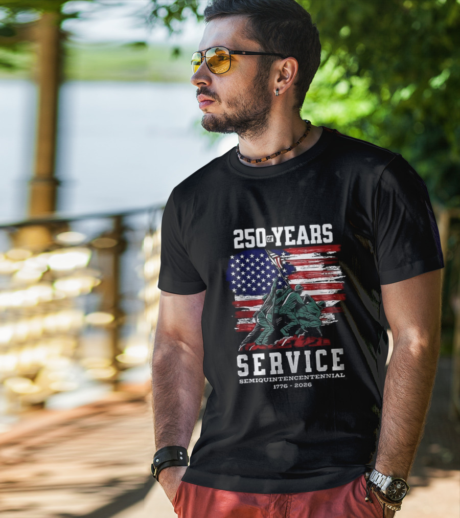 250 Years Service America Anniversary Semiquincentennial US Flag 1776 2026 T-Shirt