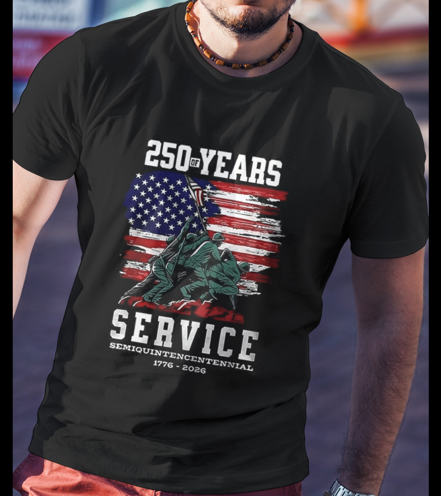 250 Years Service America Anniversary Semiquincentennial US Flag 1776 2026 T-Shirt