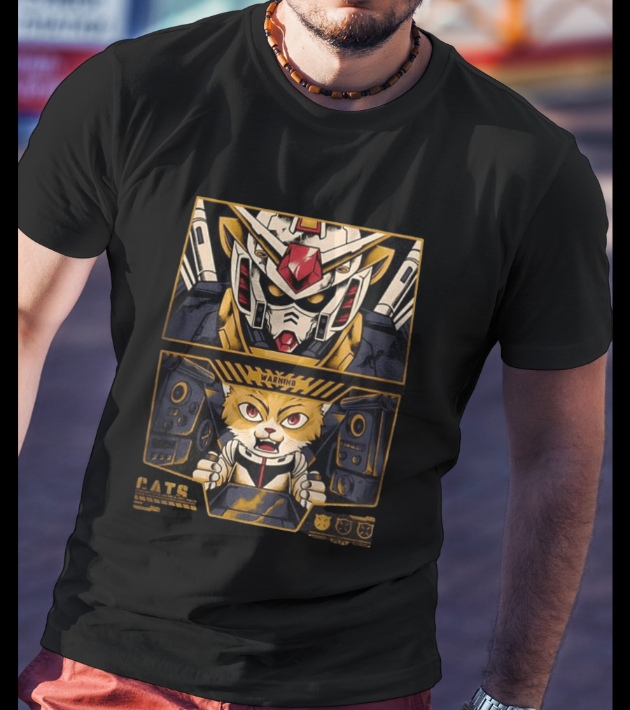 Amuro The Cat RX 78 2 Gundam Anime Warning Cats Play Grumpy Meows T-Shirt