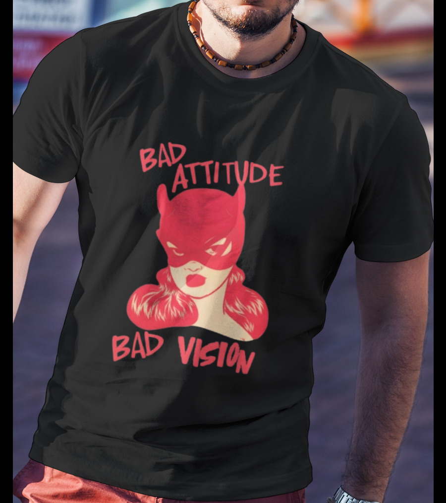 Bad Attitude Bad Vision HDZ Retro Comic Style Masked Woman T-Shirt